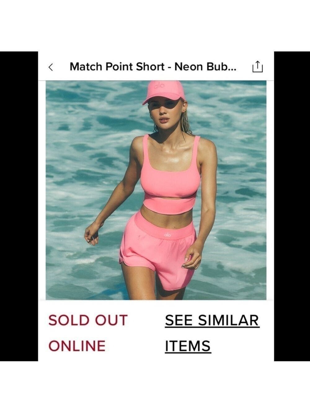 ALO Yoga Neon Bubblegum Pink Match Point Shorts NWT tenniscore - Picture 2 of 9